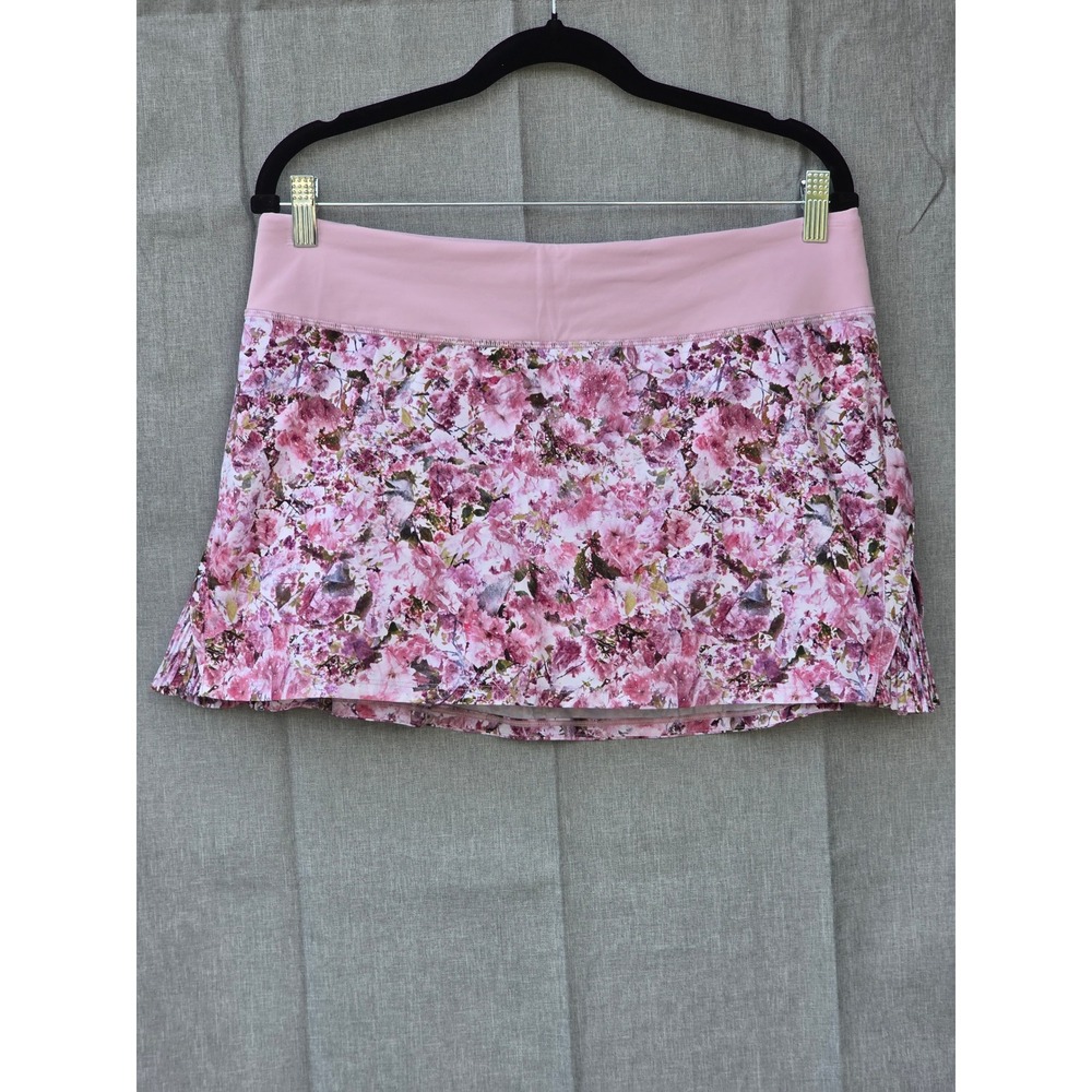 Lululemon Pace Rival Skirt Pink Floral Pleated Running Tennis Skort Size 10 Reg